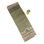 Olive Green Fancy Saree with Madhubani Printed Border