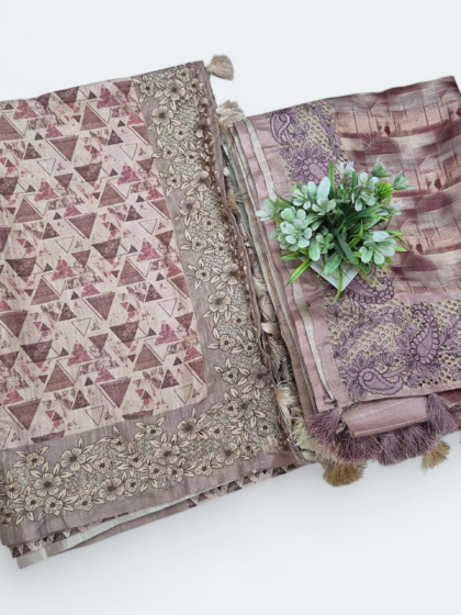 Paisley Patterns and Tassels Semi Tussar Saree