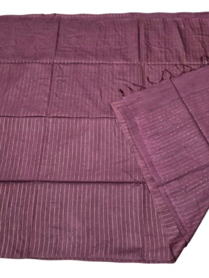 Maroon Semi Tussar Saree with Fine Horizontal Stripe Weave
