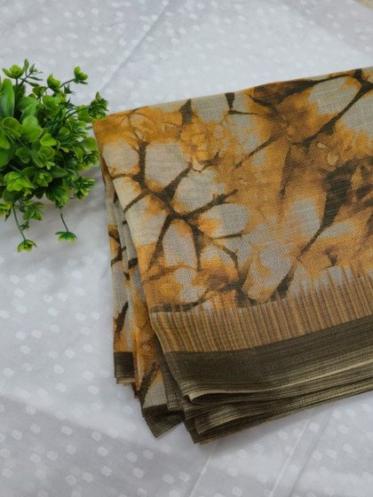 Golden Linen Tissue Saree