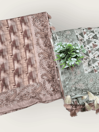 Stunning Semi Tussar Saree with Intricate Print and Tasselled Pallu