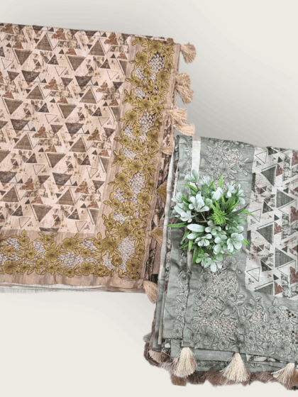 Subtle Floral Pattern and Tasselled Pallu Semi Tussar Saree