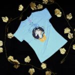 Girls Cotton T-shirt with Unicorn & Tie-Up Neck