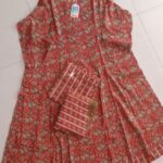 Green Floral Print Plus Size Flared Kurti Set