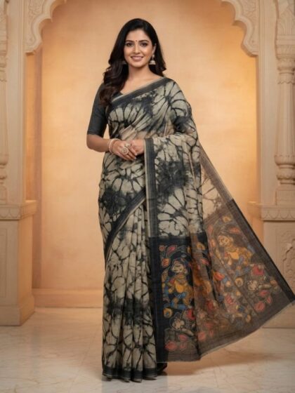 Linen Black Tissue Saree