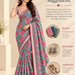 Blue Georgette Saree with Lace Border and Blouse -2