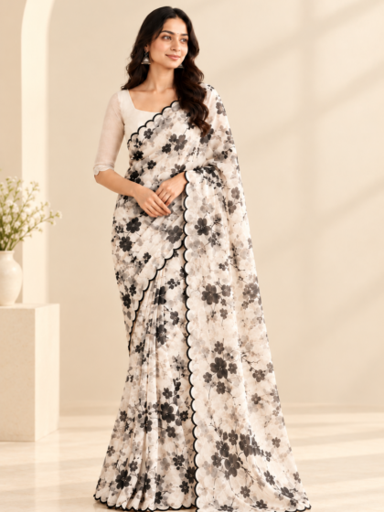 White Organza Saree-1