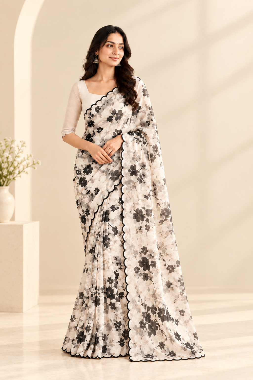White Organza Saree-1