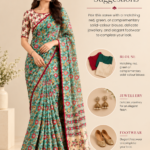 Blue and Red Georgette Saree with Blouse - 2